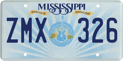 MS license plate ZMX326