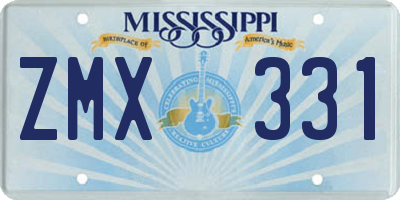 MS license plate ZMX331