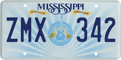 MS license plate ZMX342
