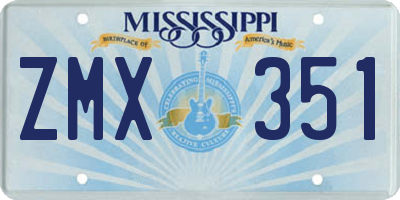 MS license plate ZMX351