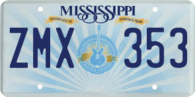MS license plate ZMX353