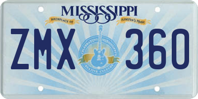 MS license plate ZMX360
