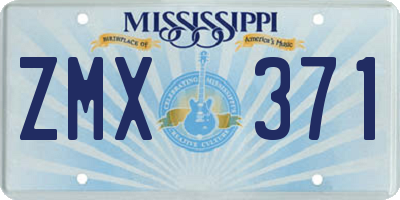 MS license plate ZMX371