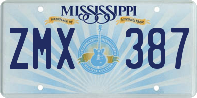 MS license plate ZMX387