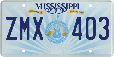MS license plate ZMX403