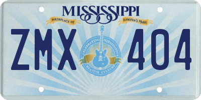 MS license plate ZMX404
