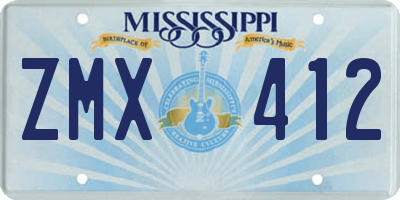 MS license plate ZMX412