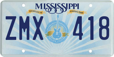 MS license plate ZMX418