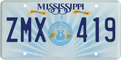 MS license plate ZMX419