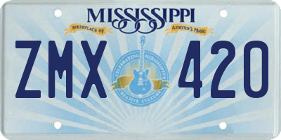 MS license plate ZMX420