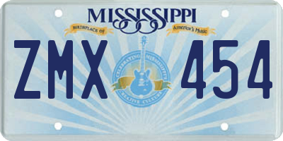 MS license plate ZMX454