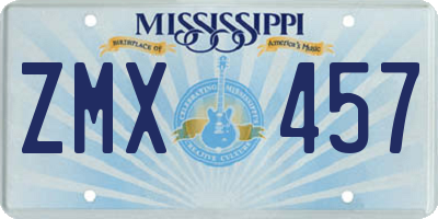 MS license plate ZMX457