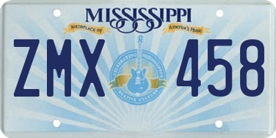 MS license plate ZMX458