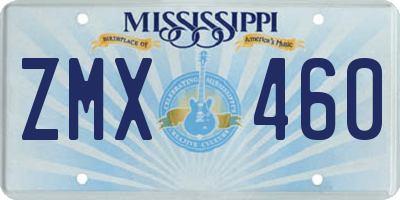 MS license plate ZMX460