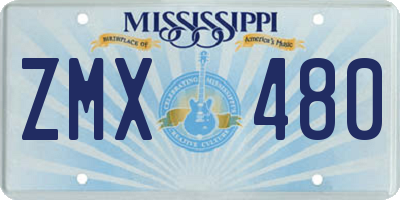 MS license plate ZMX480