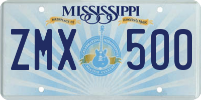 MS license plate ZMX500