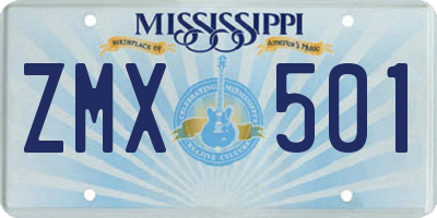 MS license plate ZMX501