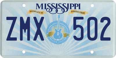 MS license plate ZMX502