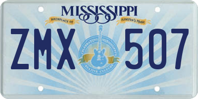 MS license plate ZMX507