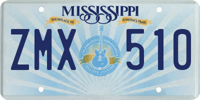 MS license plate ZMX510