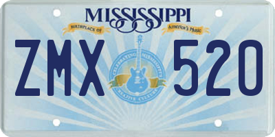 MS license plate ZMX520