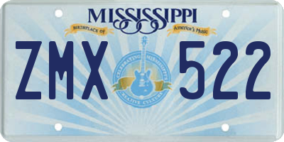 MS license plate ZMX522