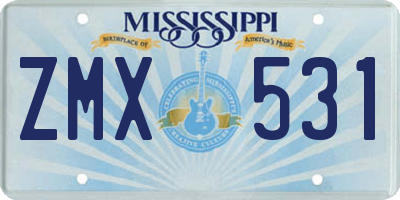 MS license plate ZMX531