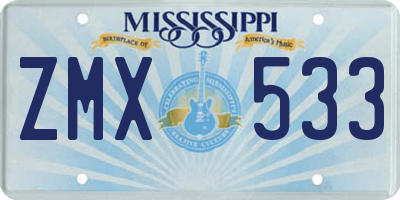 MS license plate ZMX533