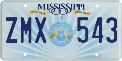 MS license plate ZMX543