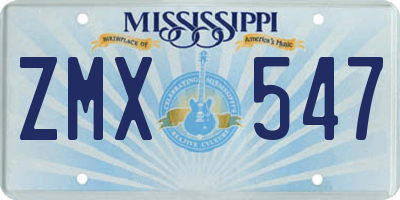 MS license plate ZMX547