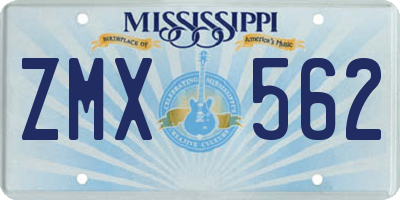 MS license plate ZMX562