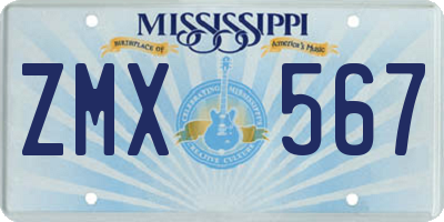 MS license plate ZMX567