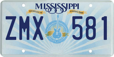 MS license plate ZMX581