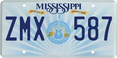 MS license plate ZMX587