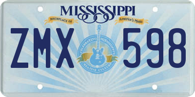 MS license plate ZMX598