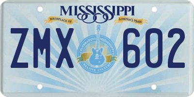 MS license plate ZMX602