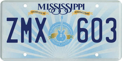 MS license plate ZMX603