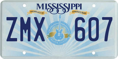 MS license plate ZMX607