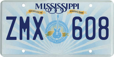MS license plate ZMX608