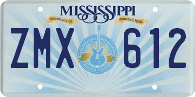 MS license plate ZMX612