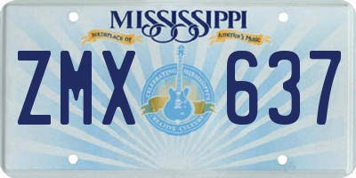 MS license plate ZMX637