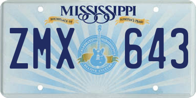 MS license plate ZMX643