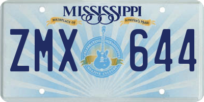 MS license plate ZMX644