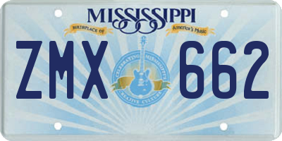 MS license plate ZMX662