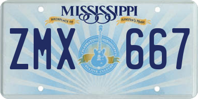 MS license plate ZMX667