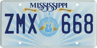 MS license plate ZMX668