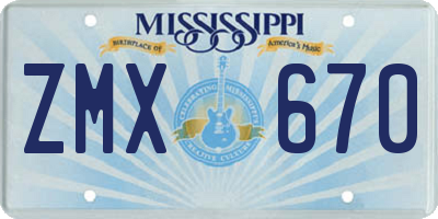MS license plate ZMX670