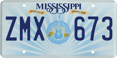 MS license plate ZMX673