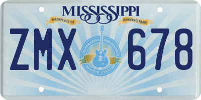 MS license plate ZMX678