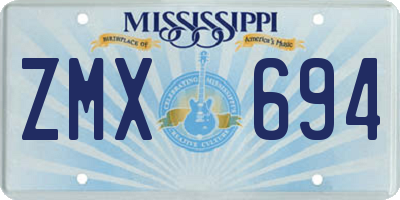 MS license plate ZMX694